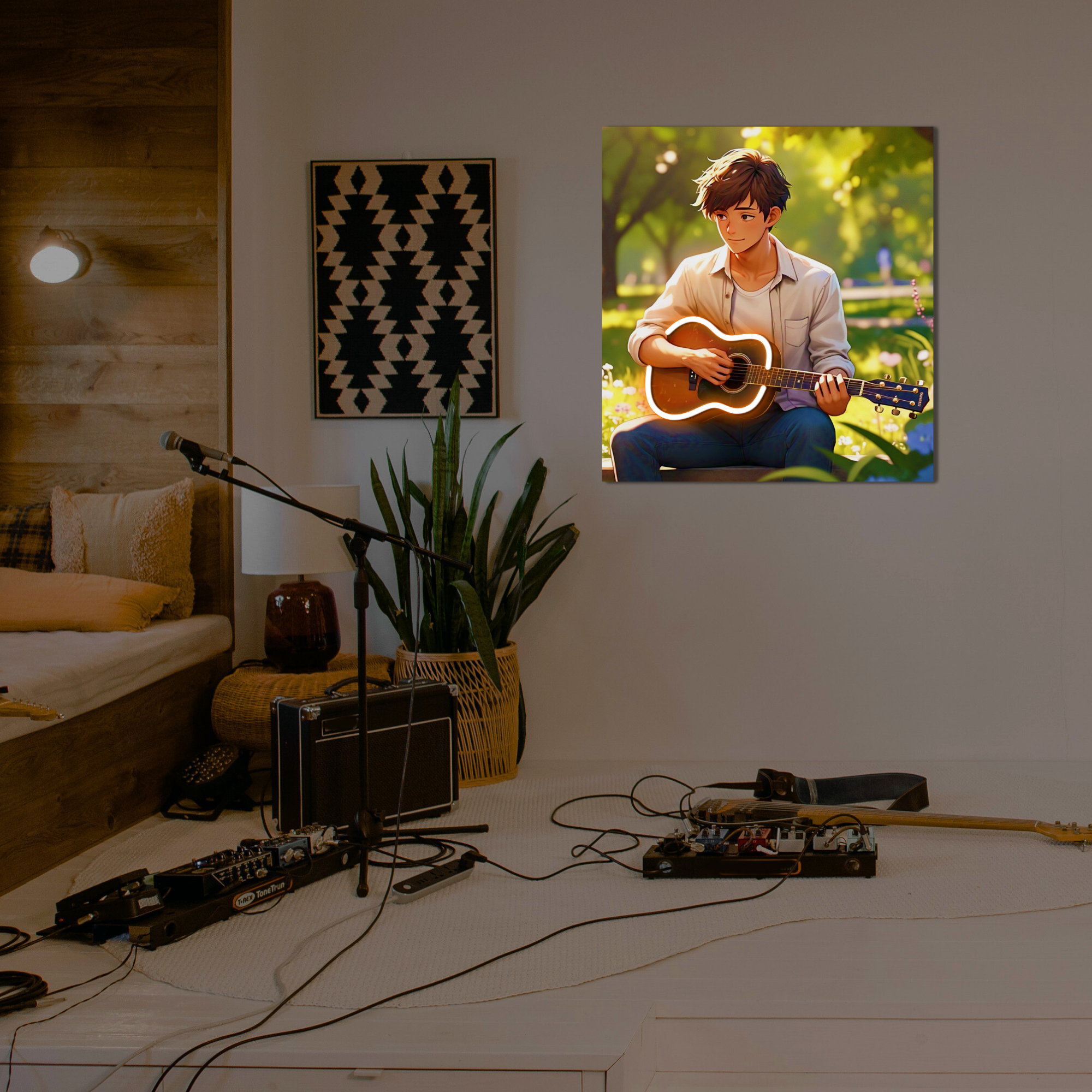 Anime Boy with Guitar Uv Poster