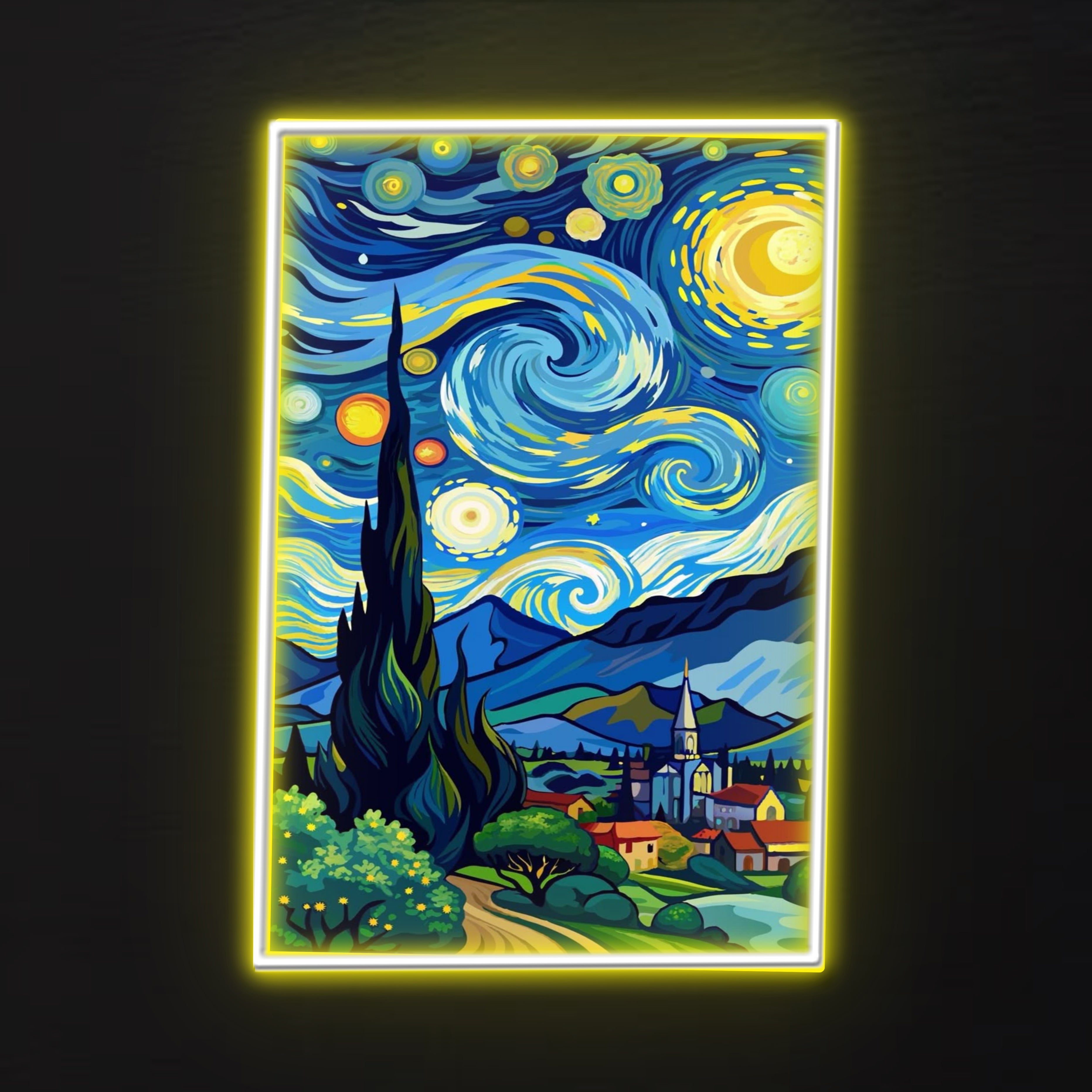 Starry Urban Night Art UV Poster