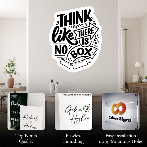 Think Like There Is No Box Acrylic Print Sign Wall Decor 12"x15"