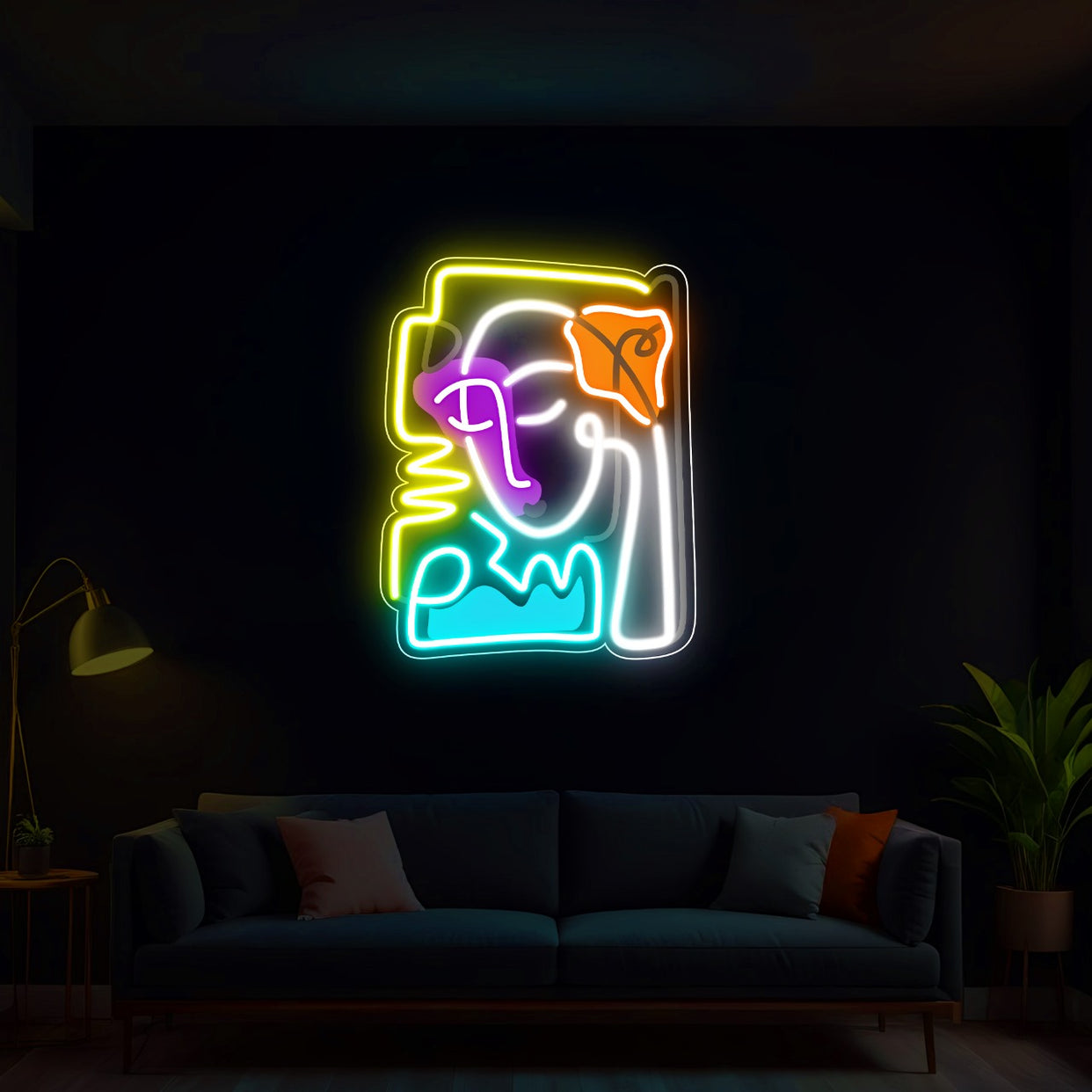 Abstract Face UV Neon Sign