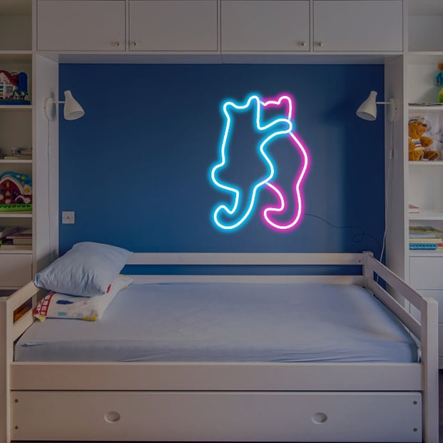 Cats Hugging Neon Sign