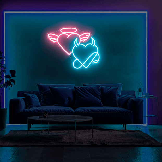 Devil Angel Heart Neon Sign