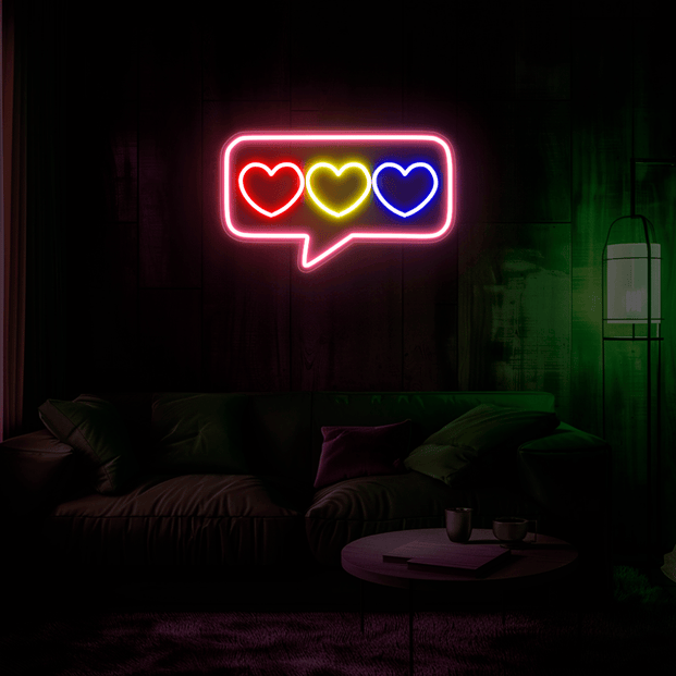 Three Hearts Neon Sign